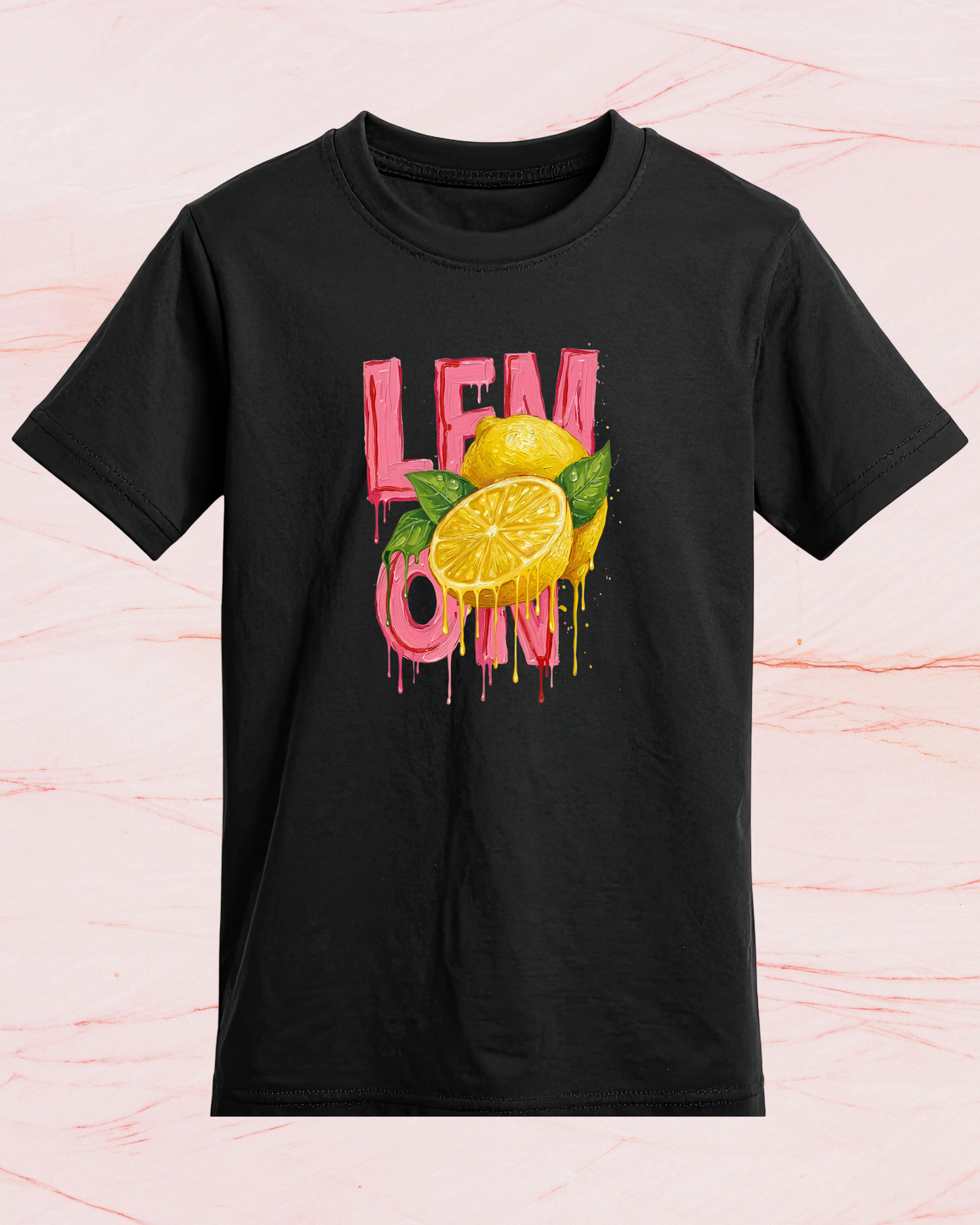 Pink Lemon Drip Print T-shirt