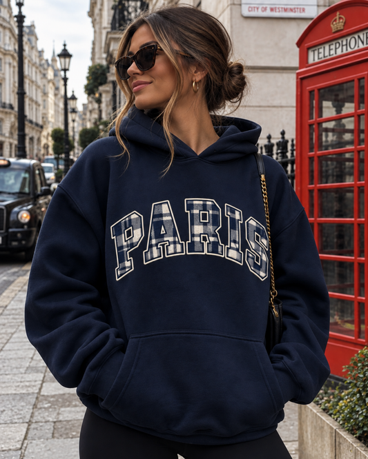 Paris Plaid Oversized Hoodie