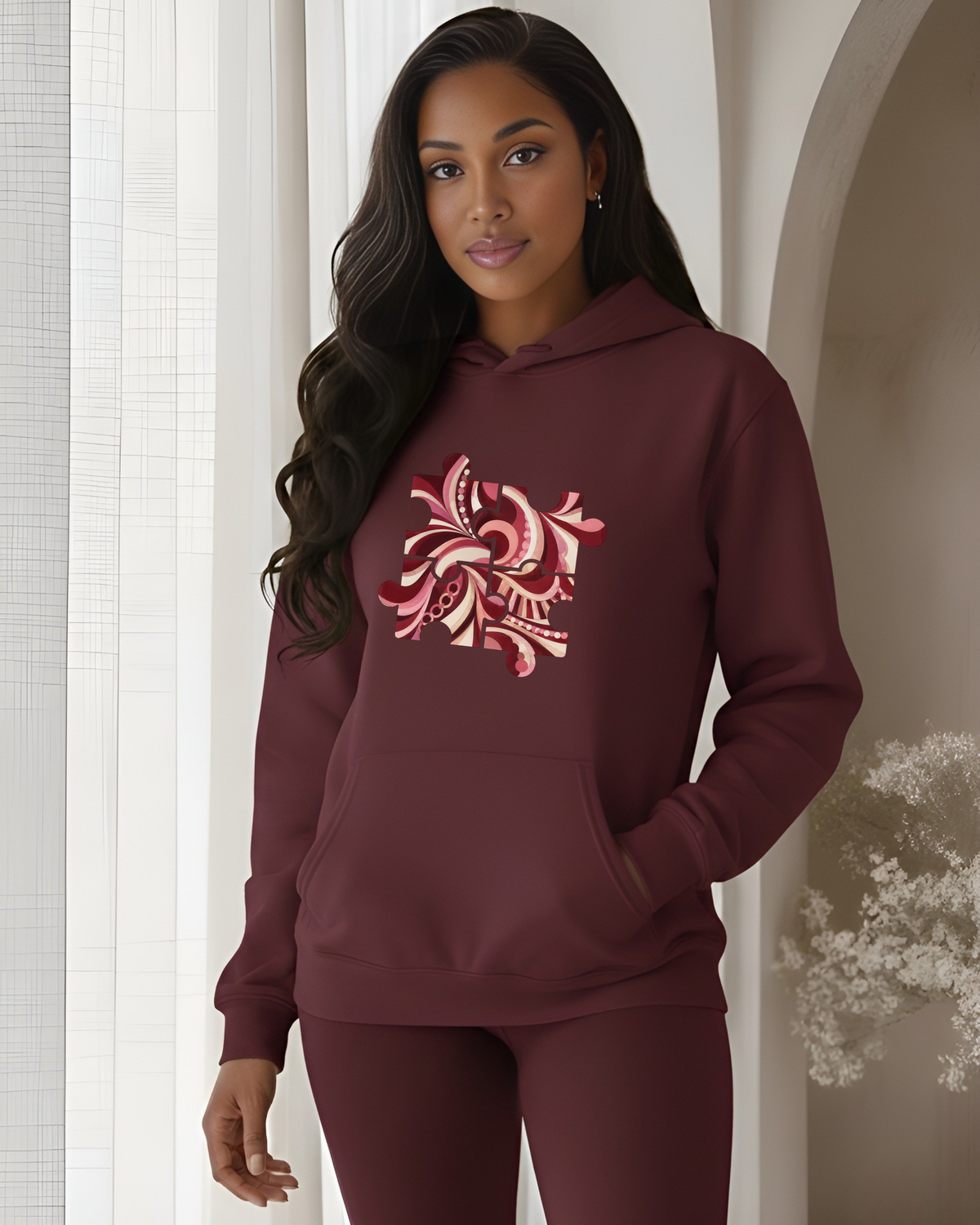 Puzzle Print Oversized Hoodie