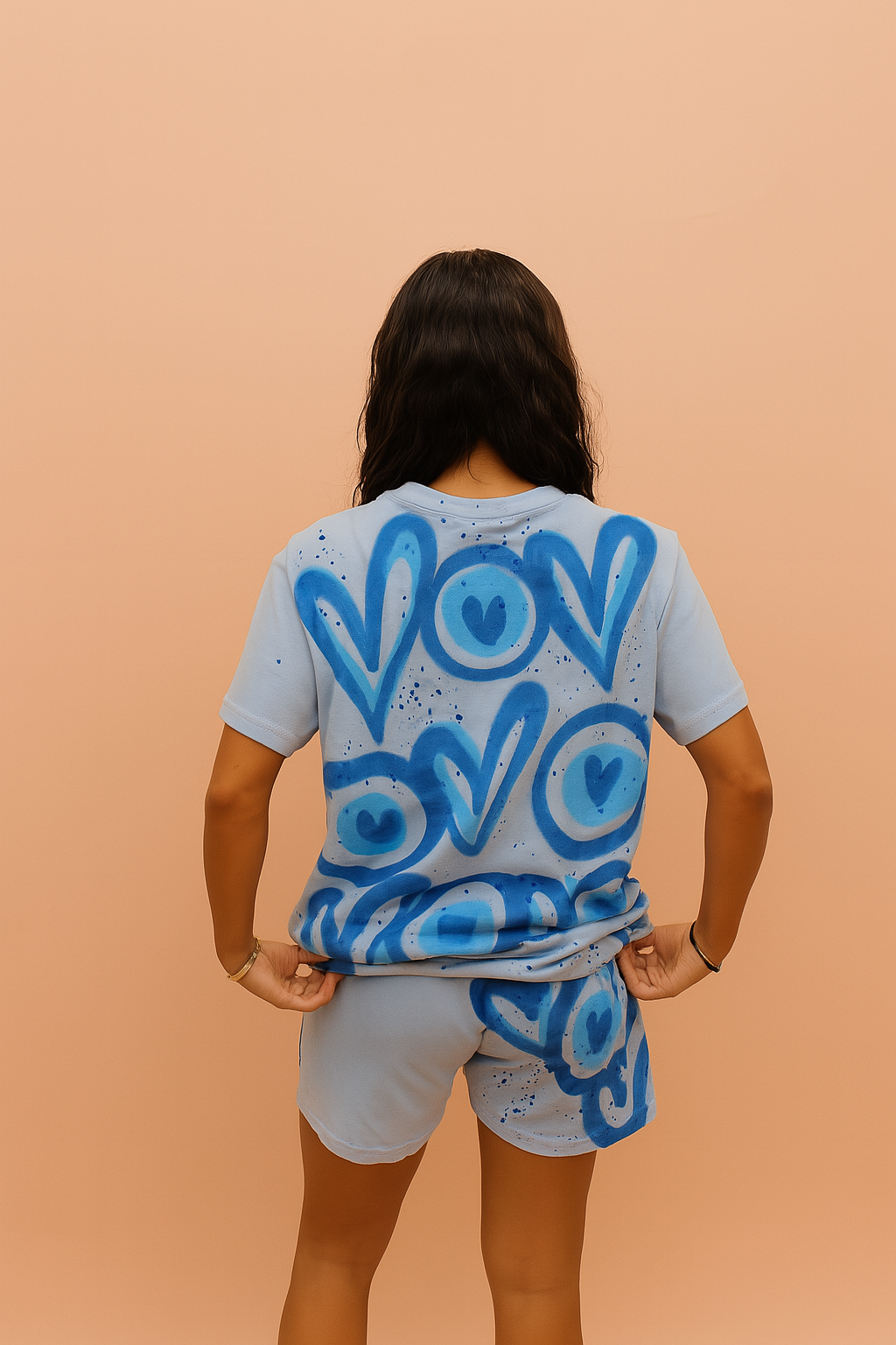 Graffiti "Lucky Eye" - Blue - Blue Shorts Set