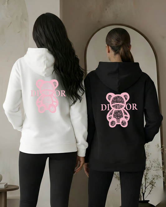 "Dion Teddy" Baby Pink on Hoodie