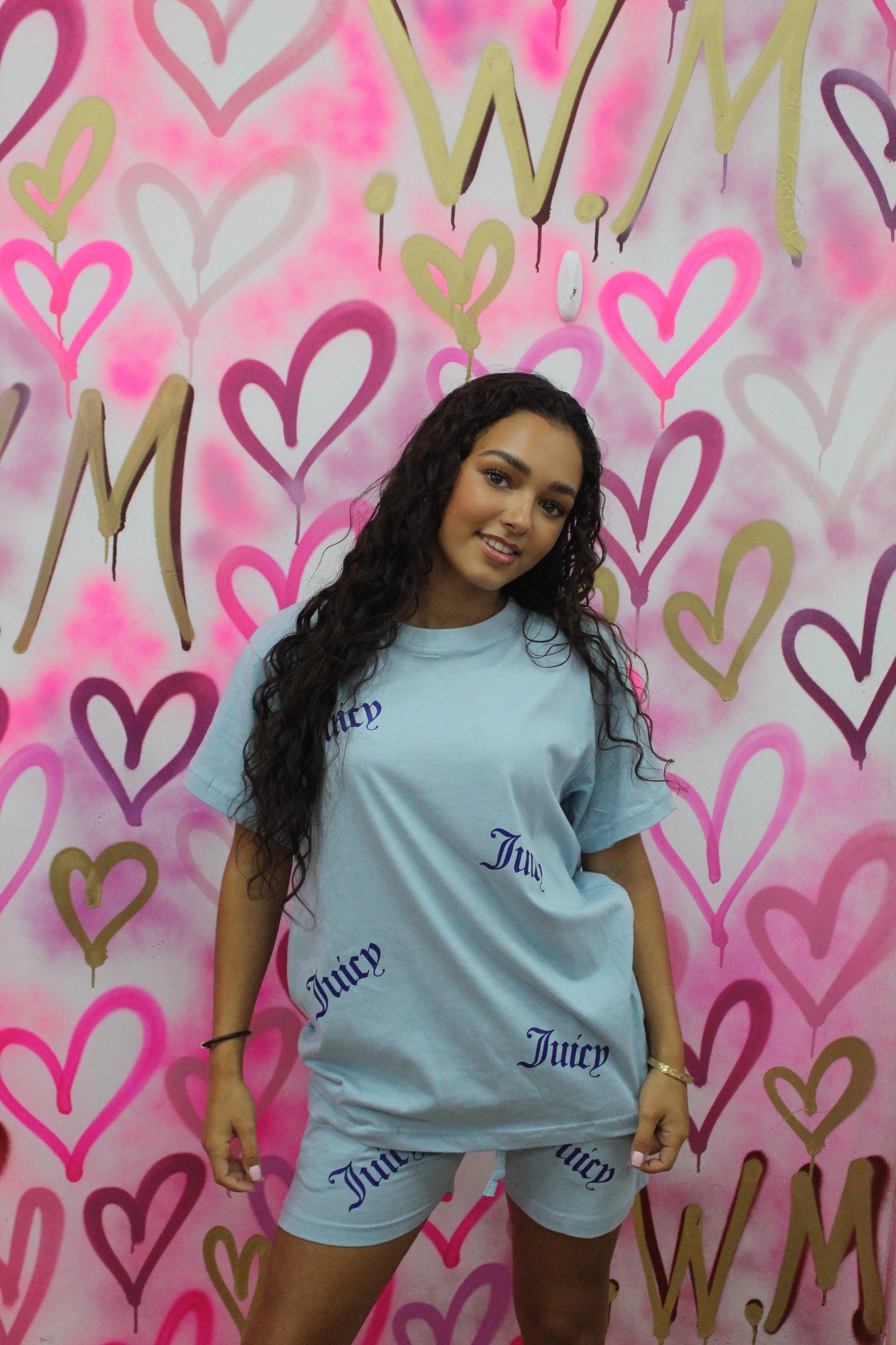 "Lucy" Blue T-shirt Shorts Set