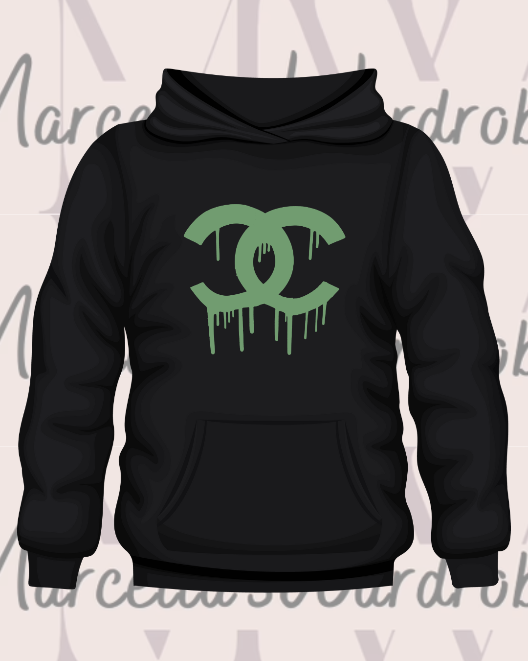 "City Drip" Green - Black Hoodie