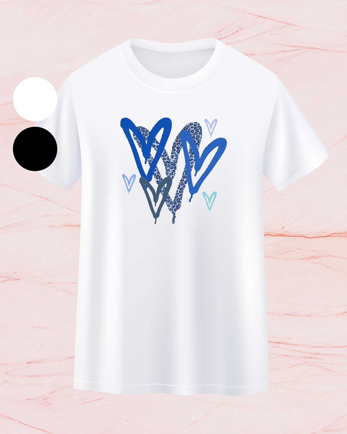 MW Blue Leopard Hearts - Print T-shirt