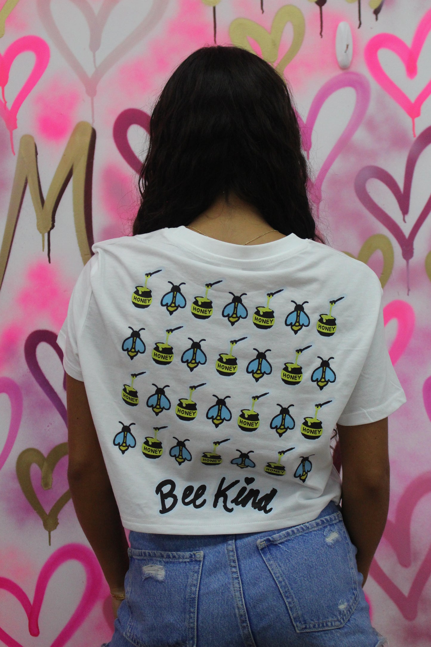 "Bee Kind" White Crop Top