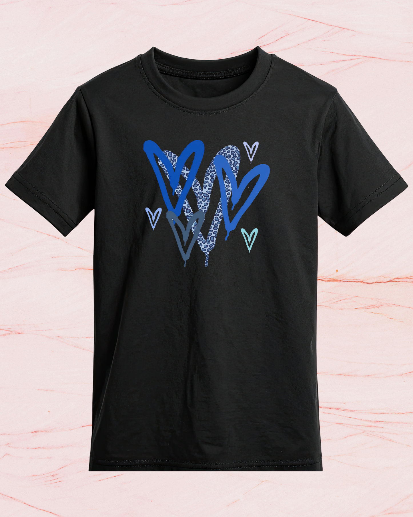 MW Blue Leopard Hearts - Print T-shirt