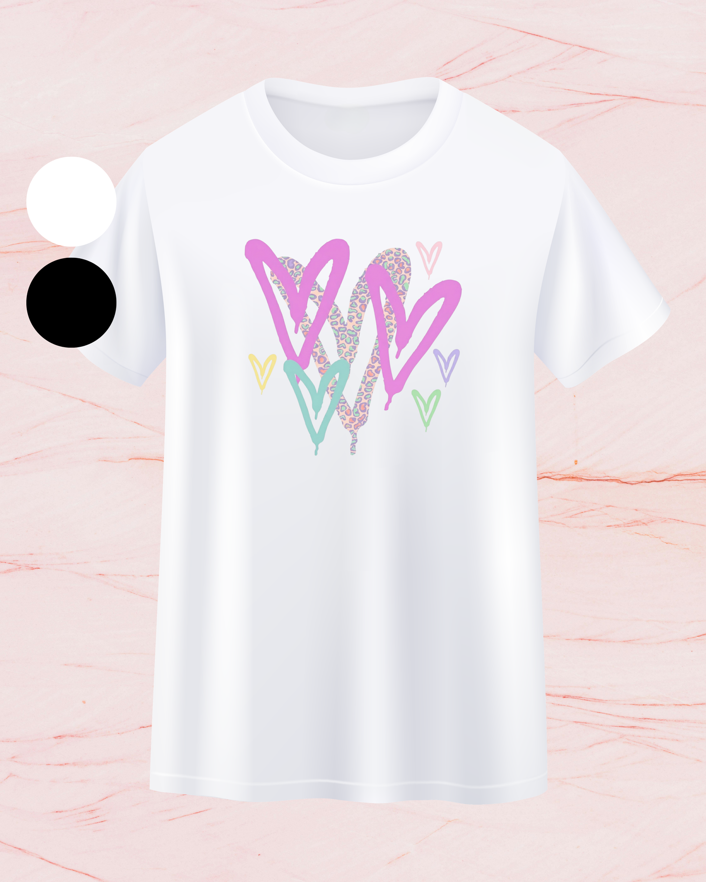 MW Pastel Leopard Hearts - Print T-shirt (Copy)
