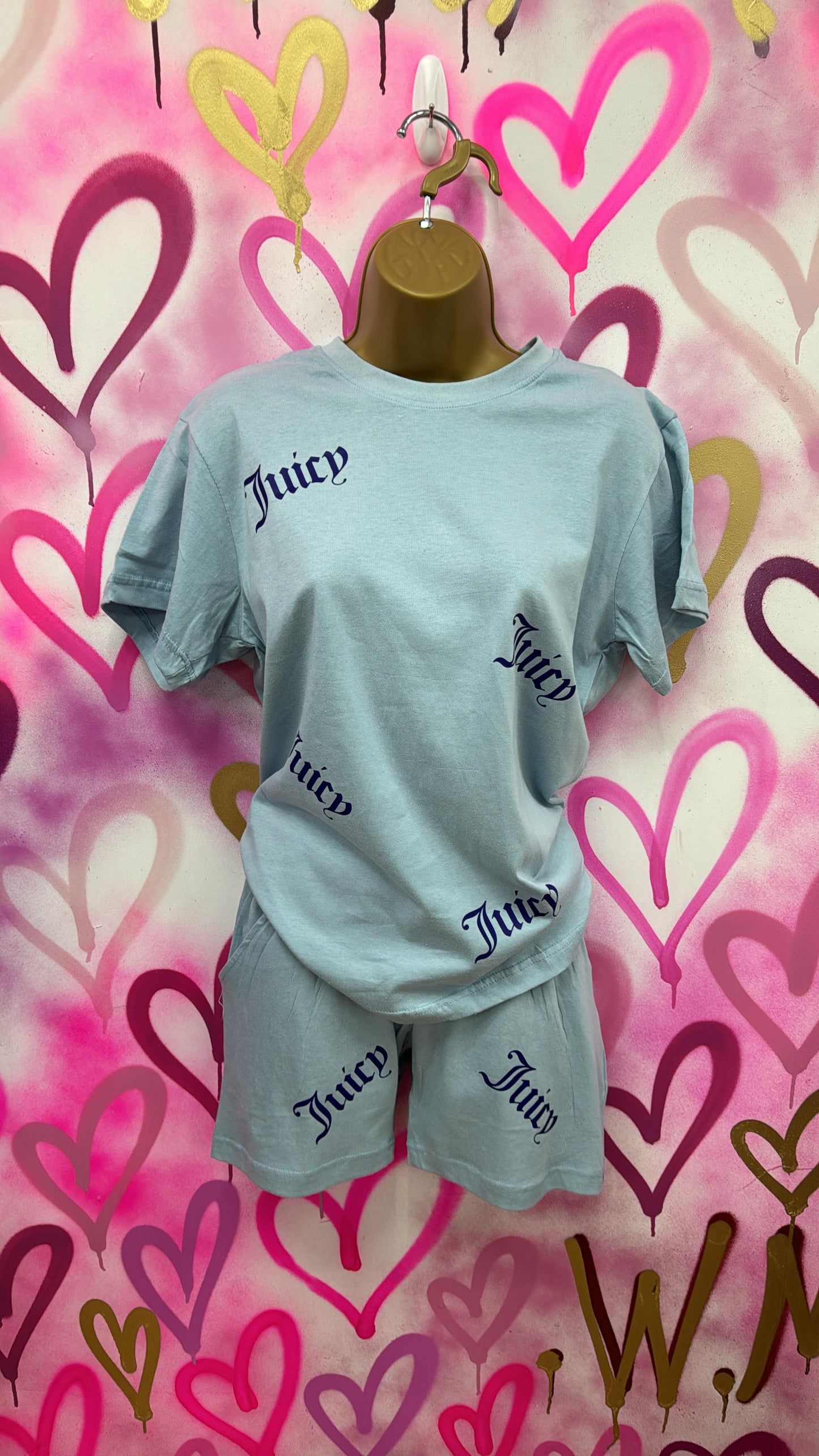 "Lucy" Blue T-shirt Shorts Set